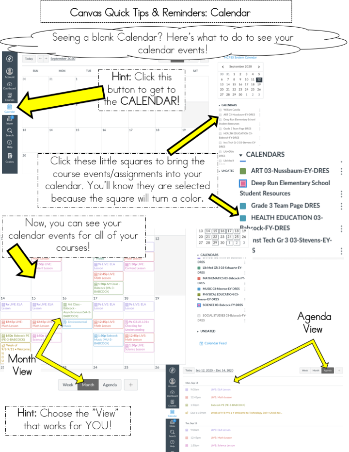 Canvas Calendar Tips