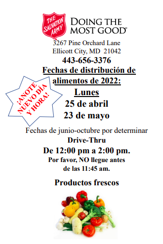 Salvation Army Free Food Spanish